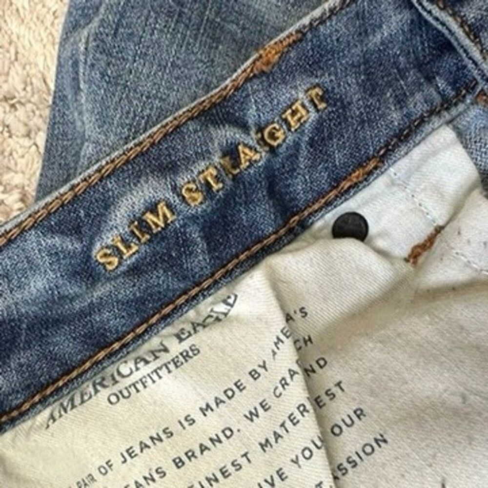 American Eagle Slim Fit Blue Denim Extreme Flex 4 Straight Leg Jeans Mens 32x32 - Picture 11 of 16